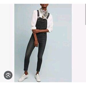 Levi’s Premium Skinny Denim Jean Bib Overalls Washed Black Women’s Size 26
